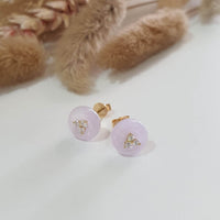 Translucent Icy Lavender Jadeite “Diamonds Trio” Earrings (JAA001865) 1