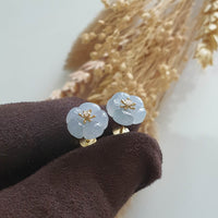Good Translucency Icy Lavender Jadeite “Cherry Blossom” Earrings (JAA001968) 2
