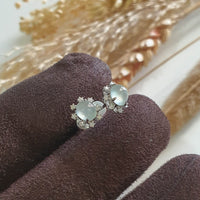 Highly Translucent Icy Jadeite Cabochon "Starburst" Earrings (JAA002058) 6