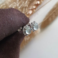 Highly Translucent Icy Jadeite Cabochon "Starburst" Earrings (JAA002058) 4