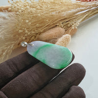 A Translucent Lavender with Brilliant Apple Green Jadeite "Trapezoid" Pendant (JAB000873) 6