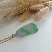 A Translucent Lavender with Brilliant Apple Green Jadeite "Trapezoid" Pendant (JAB000873) 7