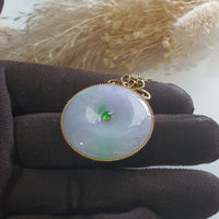 Translucent Brilliant Lavender with Green Jadeite “The Lafolia” Pendant (JAB001421) 3