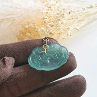 Highly Translucent Icy Bluish Green Jadeite "Ruyi Lock" Pendant (JAB003442) 3