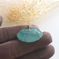 Highly Translucent Icy Bluish Green Jadeite "Ruyi Lock" Pendant (JAB003442) 4