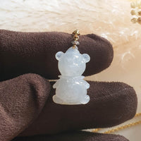 Translucent Icy Jadeite "Teddy’s Love" Pendant (JAB003520) 4