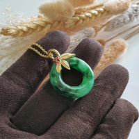 Translucent Brilliant Flower Green Jadeite "Flower Blossom" Pendant (JAB003647) 2
