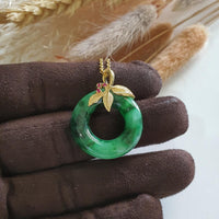 Translucent Brilliant Flower Green Jadeite "Flower Blossom" Pendant (JAB003647) 5