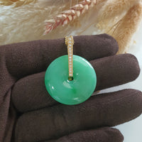Translucent Brilliant Apple Green Jadeite "Auspicious Coin" Pendant (JAB003866) 3