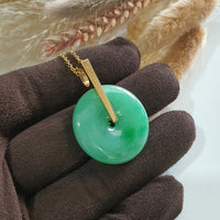 Translucent Brilliant Apple Green Jadeite "Auspicious Coin" Pendant (JAB003866) 4