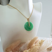 Translucent Brilliant Apple Green Jadeite "Auspicious Coin" Pendant (JAB003866) 7