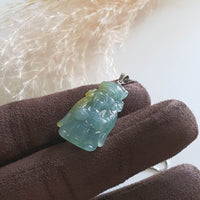 Good Translucency Bluish Green and Yellow "God of Fortune" Pendant (JAB003907) 3