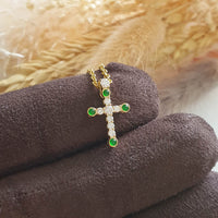 Highly Translucent Imperial Green Jadeite "Diamonds Cross" Pendant (JAB003989) 2