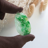 Good Translucency Icy and Brilliant Green Jadeite "Lotus Blossom" Pendant (JAB004162) 4