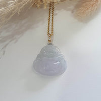 Translucent Icy Lavender "Laughing Buddha" Pendant (JAB004262) 1