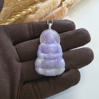 Translucent Brilliant Sweet Lavender Jadeite "Goddess of Mercy" Pendant (JAB004496) 1
