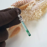 Good Translucency Icy Green Jadeite "Crown Jewel Beam" Pendant (JAB004509) 2