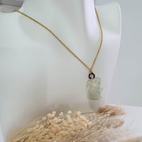 Highly Translucent Icy Light-Yellow Jadeite "Auspicious Mouse" Pendant (JAB004701) 7