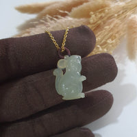 Highly Translucent Icy Light-Yellow Jadeite "Auspicious Mouse" Pendant (JAB004701) 3