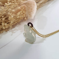 Highly Translucent Icy Light-Yellow Jadeite "Auspicious Mouse" Pendant (JAB004701) 2