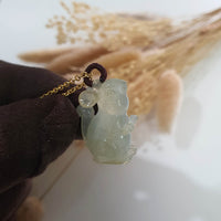 Highly Translucent Icy Light-Yellow Jadeite "Auspicious Mouse" Pendant (JAB004701) 5