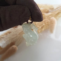 Highly Translucent Icy Light-Yellow Jadeite "Auspicious Mouse" Pendant (JAB004701) 4