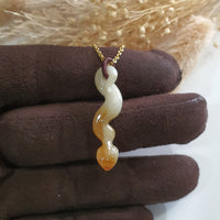 Translucent Honey Yellow Jadeite "Golden Python" Pendant (JAB004772) 6