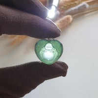 Highly Translucent Icy Bluish Green "Laughing Buddha" Pendant (JAB004816) 3