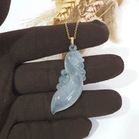 Highly Translucent Icy Jadeite "Celestial Flow" Pendant (JAB004818) 2