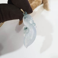 Highly Translucent Icy Jadeite "Celestial Flow" Pendant (JAB004818) 5