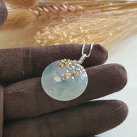 Highly Translucent Icy and Green Jadeite "Enchanted Bee and Baby’s Breath" Pendant (JAB004868) 3