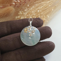 Highly Translucent Icy and Green Jadeite "Enchanted Bee and Baby’s Breath" Pendant (JAB004868) 1