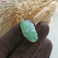 Highly Translucent Icy Apple Green Jadeite "Laughing Buddha" Pendant (JAB004904) 3