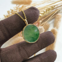 Good Translucency Icy Brilliant Green Jadeite “The Medallion” Pendant (JAB005084) 3