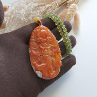 Translucent Bright Reddish Jadeite "Majestic Dragon” Pendant and Necklace (JAB005129) 5