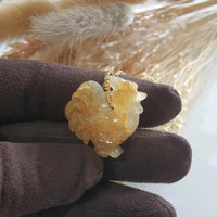 Good Translucency Icy Honey Yellow Jadeite "Golden Rooster" Pendant (JAB005134) 3