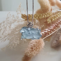 Highly Translucent Icy Blue Jadeite "Flying Horse" Pendant (JAB005141) 2