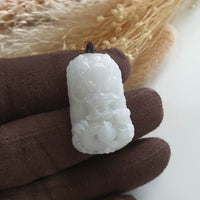 Translucent Icy White Jadeite "Majestic Dragon" Pendant (JAB005176) 2