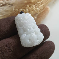Translucent Icy White Jadeite "Majestic Dragon" Pendant (JAB005176) 6