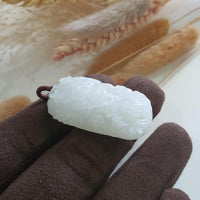 Translucent Icy White Jadeite "Majestic Dragon" Pendant (JAB005178) 3