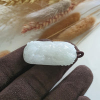 Translucent Icy White Jadeite "Majestic Dragon" Pendant (JAB005178) 4