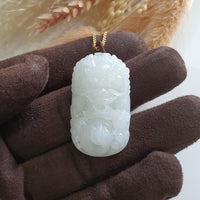 Translucent Icy White Jadeite "Majestic Dragon" Pendant (JAB005178) 5