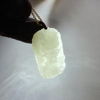 Translucent Icy White Jadeite "Majestic Dragon" Pendant (JAB005178) 7