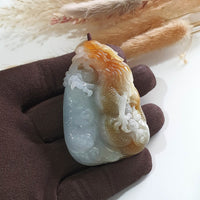 Good Translucency Icy and Honey Orangey Yellow Jadeite "Majestic Dragon” Pendant (JAB005187) 9