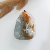 Good Translucency Icy and Honey Orangey Yellow Jadeite "Majestic Dragon” Pendant (JAB005187) 10