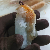Good Translucency Icy and Honey Orangey Yellow Jadeite "Majestic Dragon” Pendant (JAB005187) 1