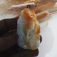 Good Translucency Icy and Honey Orangey Yellow Jadeite "Majestic Dragon” Pendant (JAB005187) 6