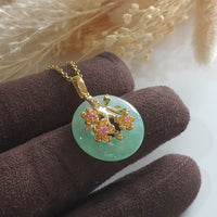 Good Translucency Icy Apple Green Jadeite "Cherry Blossom" Pendant (JAB005210) 3