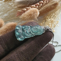 Glassy Translucent Ice Blue "Baby Buddha" Pendant (JAB005256) 3