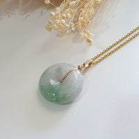 Translucent Lavender and Green Jadeite “Le Floral” Donut Pendant (JAB005288) 4
